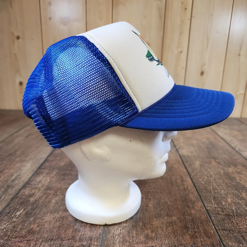 Vintage Lake Tahoe Foam Snapback Trucker Hat Cap Snapback Blue White 80s 90s